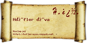 Höfler Éva névjegykártya