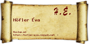 Höfler Éva névjegykártya